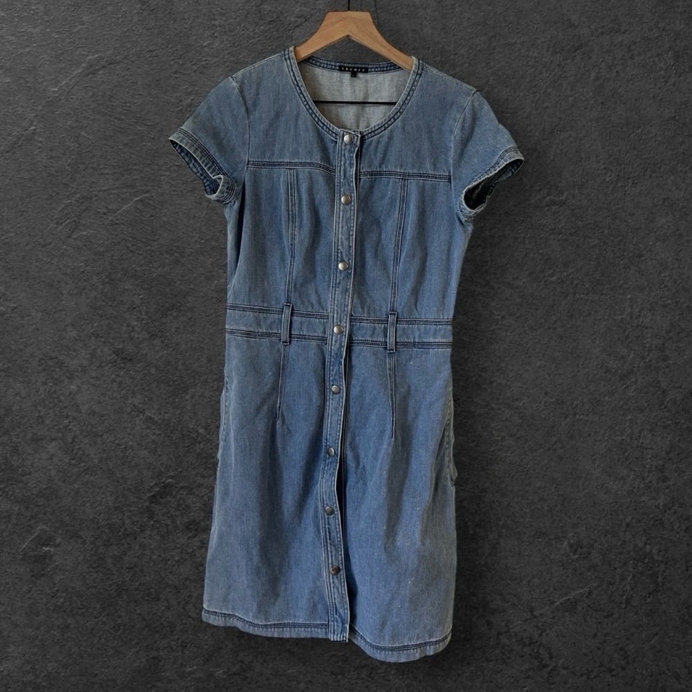 Theory Denim Blue Button-Down Dress Size 6